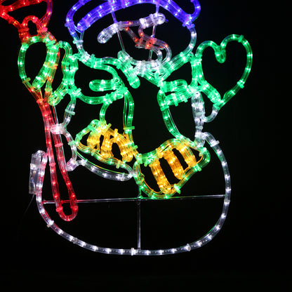 LED design snowman with hat and broom - Christmas light 2D