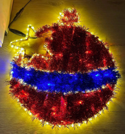 Božični okras LED lučka - rdeča in toplo bela - 60x55 cm