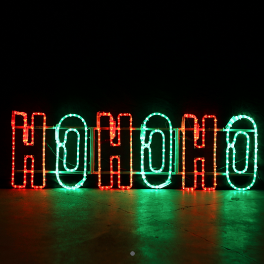 HO HO HO LED vánoční cedule - 150x38 červená a zelená